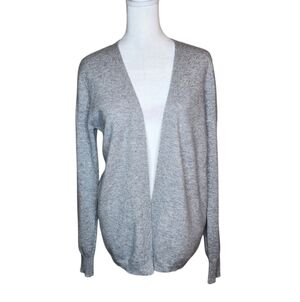 NEW Kier + J 100% Cashmere Gray Heathered Open Cardigan Size Small